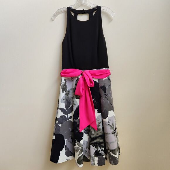 Eliza J Dress Women's 6 Black White Graphic Fit & Flare Wedding Evening Business - Picture 1 of 12
